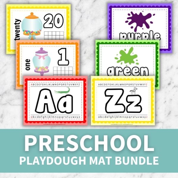 Preschool Letters, Numbers, Colors Playdough Mat Bundle (printables 