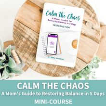 Load image into Gallery viewer, ipad with calm the chaos guide for busy moms on round wood and white background