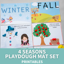 Load image into Gallery viewer, 4 seasons winter fall autumn play dough mats colorful printables
