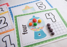 Load image into Gallery viewer, playdough dots on colorful numbers playdough mat printables
