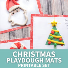 Load image into Gallery viewer, play dough on Christmas playdoh mat set printables on wood background
