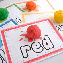 Load image into Gallery viewer, colorful alphabet playdough mat set with playdough
