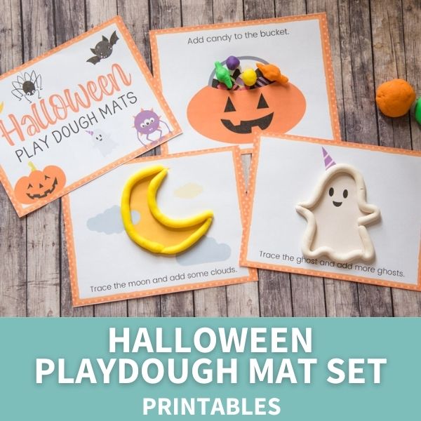 printable halloween playdough mat set