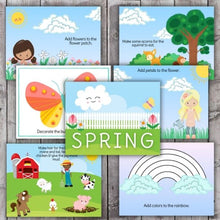 Load image into Gallery viewer, layout of pages included in spring playdough mat set
