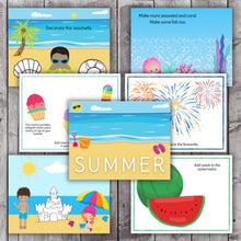 Load image into Gallery viewer, layout of pages included in summer playdough mat set
