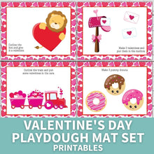 Load image into Gallery viewer, sample layout of colorful valentine playdough mat pages

