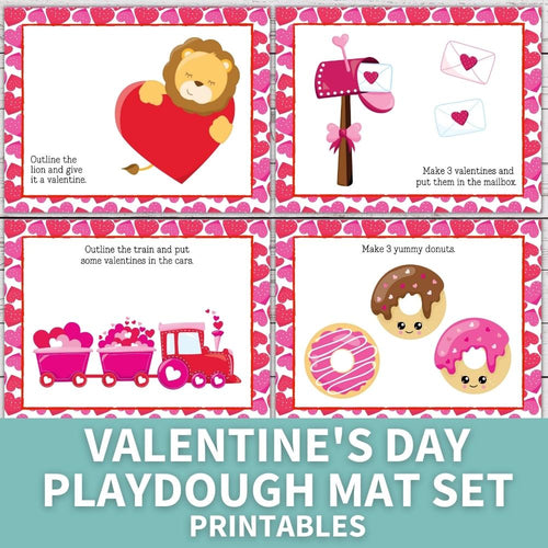 sample layout of colorful valentine playdough mat pages