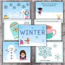 Load image into Gallery viewer, layout of pages included with winter playdough mat set
